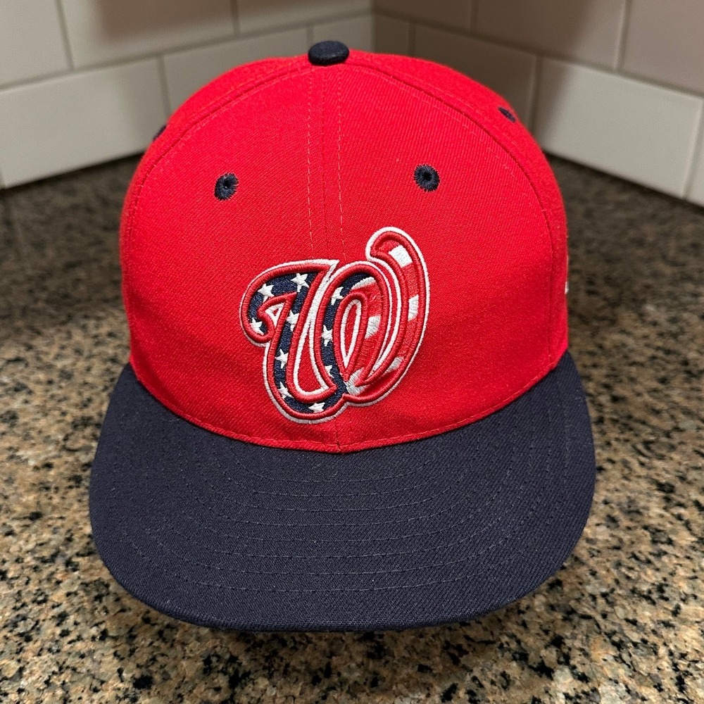 Vtg‎ Washington Nationals New Era 59FIFTY Hat Size 7 MLB Red Made in USA